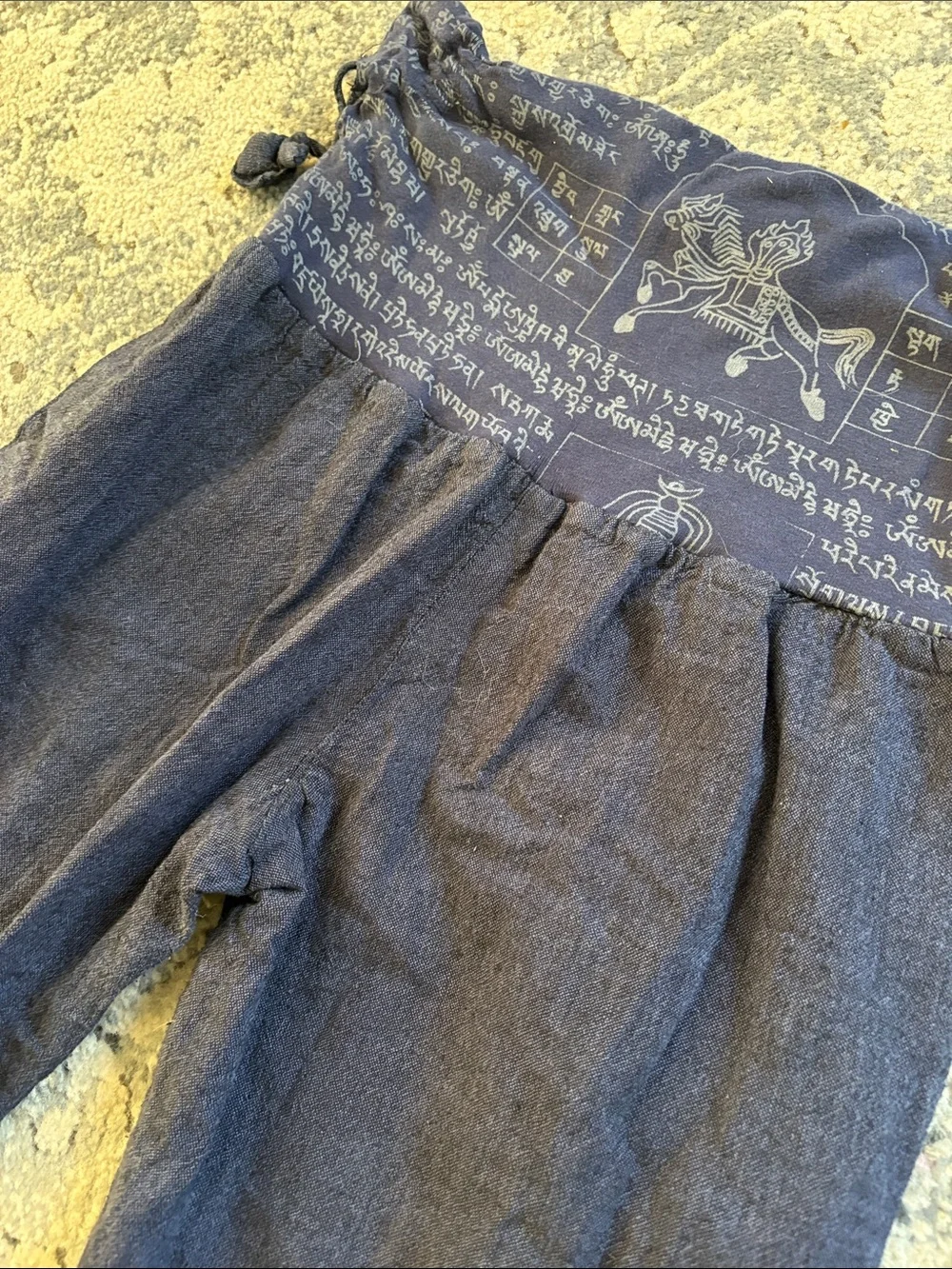 Kathmandu hemp cotton Navy high waist Drawstring Pants